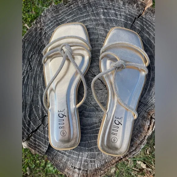 Rogue Helium Gold Rhinestone Sandals - Picture 2 of 7